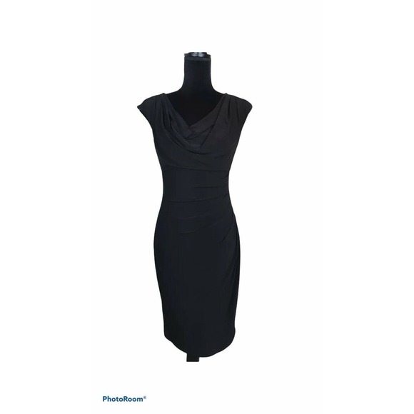 RALPH LAUREN Sleeveless Black Stretch Empire Waist Bodycon Dress ~ Women’s Sz 4 - Picture 1 of 11